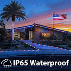 200ft LED Rope Lights Outdoor, 1440 LED Flexible Tube Lights with 8 Modes, Waterproof LED Rope Lighting for Independence Flag Day, Memorial Day, National Day, Outdoor,Indoor Decor (Red & White & Blue)