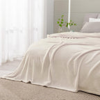 BEDELITE Fleece Blankets Queen Size Beige Throw Blankets for Bed, Luxury Plush Cozy Fuzzy Blanket 90x90 inches, Super Soft Warm Lightweight Throw Blanket All Seasons Suitable