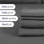Twin XL 4 Piece Sheet Set - Comfy Breathable & Cooling - Ultra-Soft Hotel Luxury Bedding Set w/ 8-16 Inch Deep Pockets - 1 Flat & 1 Fitted Sheet & 2 Pillowcases - Wrinkle Free & Easy Care - Charcoal
