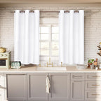 BGment Room Darkening Curtains 45 Inches Long - Grommet Thermal Insulated Drapes Small Window Treatment Panels for Kitchen Bedroom, 2 Panels, 38 x 45 Inch, Pure White
