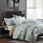 Secgo Queen Size Comforter Set- 100% Cotton Quilt Queen Size Set, Green, Sage bedspreads (90 * 96 Inch) with 2 Pillow Shams, Patchwork Reversible Lightweight Bedding