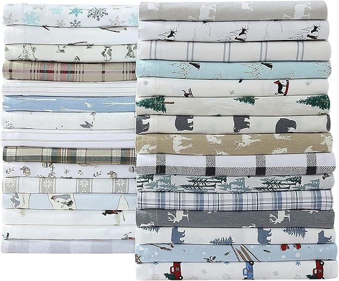Eddie Bauer - Full Sheets, Cotton Flannel Bedding Set, Brushed For Extra Softness, Cozy Home Decor (Dog Friends White, Full)