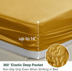 Love's cabin Twin XL Satin Sheet Sets - 3 Piece Gold Silky Bed Sheets with Deep Pockets, Luxury Silk Feel Satin Sheet Set Twin XL (1 Flat Sheet,1 Fitted Sheet,1 Pillow case)