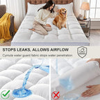 CYMULA Super Queen Mattress Topper Waterproof, Cooling Pillow Top Mattress Topper, Extra Thick Mattress Pad Cover with 8-21 Inch Pockets, Plush Down Alternative Fill Mattress Protector