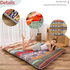 MAXYOYO Bohemian Retro Floor Mattress Vintage Floral Japanese Futon Mattress Roll Up Thicken Sleeping Bed Portable Camping Mattress Floor Lounger Couch Bed Pad, Twin Size