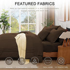 Monbix King Size Comforter Set - 7 Pieces Bed in a Bag King, Chocolate Brown Bedding Sets with Comforter, All Seasons Down Alternative Comforter Bed Set with Sheets, Pillowcases & Shams