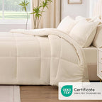 Love's cabin Twin XL Comforter Set Beige, 5 Pieces Twin XL Bed in a Bag, All Season Bedding Sets with 1 Comforter, 1 Flat Sheet, 1 Fitted Sheet, 1 Pillowcase and 1 Pillow Sham
