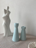 Taper Candle Holders for Candlesticks Ceramic Candle Stick Candle Holder- Set of 2 Decorative Candle Stand for Wedding Decor,Dinner Party and Table Centerpieces,Housewarming Gift Blue
