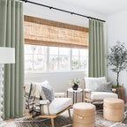 RYB HOME Linen Sheer Curtains and Drapes for Living Room 72 inches Length, Breathable Weave Textured/Rod Pocket Semi Sheer Curtains, Sage Green, W 52 x L 72 inches, 2 Panels Set