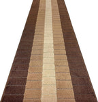 Custom Size Modern Geometric Pattern Carpet Runner Rug for Hallways, Slip Resistant Latex Rubber Backed, 31 inch Wide X Customized Length, Squares Brown, 31 inch X 25 feet