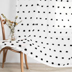 MYSKY HOME Black Pom Pom Curtains Halloween Nursery Curtains for Girls Bedroom 63 Inch Length Long Window White Sheer Curtains for Kids Room Rod Pocket Farmhouse Window Drapes 2 Sets 52" x 63"