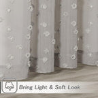 MYSKY HOME Pom Pom Grey Sheer Curtains for Bedroom Girls Room Curtains 84 Inches Long for Nursery Kids Light Filtering Boho Window Drapes, Rod Pocket, 52" Wide, 2 Panels