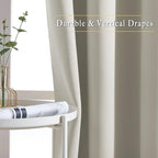 NICETOWN Room Darkening Bedroom Curtains 63 inches Long, Window Treatment Thermal Insulated Solid Grommet Voice Reducing Drapes for Kids Room, Natural, Set of 2, W46 x L63