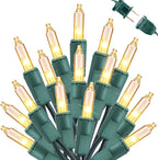 Toodour Clear Christmas Lights, 12.5ft 50 Count Incandescent Indoor Outdoor String Lights, UL Certified Connectable Green Wire Mini Bulb Light for Home, Party, New Year, Xmas Tree Decor - Warm White