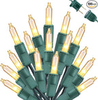 Toodour Clear Christmas Lights, 25ft 100 Count Incandescent Indoor Outdoor String Lights, UL Certified Connectable Green Wire Mini Bulb Light for Home, Party, New Year, Xmas Tree Decor - Warm White