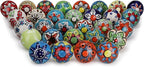 Cabinet Multicolor Assorted Ceramic Drawer Pull Handle Kitchen Cupboard Wardrobe Knob Boho Room Decorative Furniture Hardware Dresser Drawers Knobs-Pack of 20
