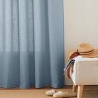 RYB HOME Sheer Curtains 84 inche Long, Dusty Blue Rod Pocket & Back Tab Light Filtering Privacy Stain Resistant Window Treatment for Hotel Bed Canopy Curtains, Length 84 by Width 52 inch, 1 Pair