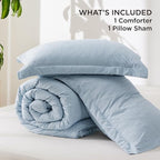 Bedsure Twin/Twin XL Comforter Set - Light Blue Soft Bedding for All Seasons, Cationic Dyed Bed Set, 2 Pieces, 1 Twin Size Comforter (68"x88") and 1 Pillow Sham (20"x26"+2")