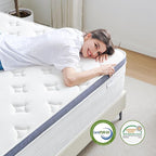 Twin Size Mattresses, 14 Inch Twin Mattress in a Box with Gel Memory Foam, Individually Pocketed Springs for Pressure Relief and Back Pain Relief-Medium Plush