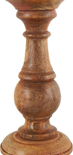 Deco 79 Mango Wood Decorative Candle Holder Turned Style Pillar Candle Stand, Set of 3 Candlestick Holder 10",8",6"H, Brown