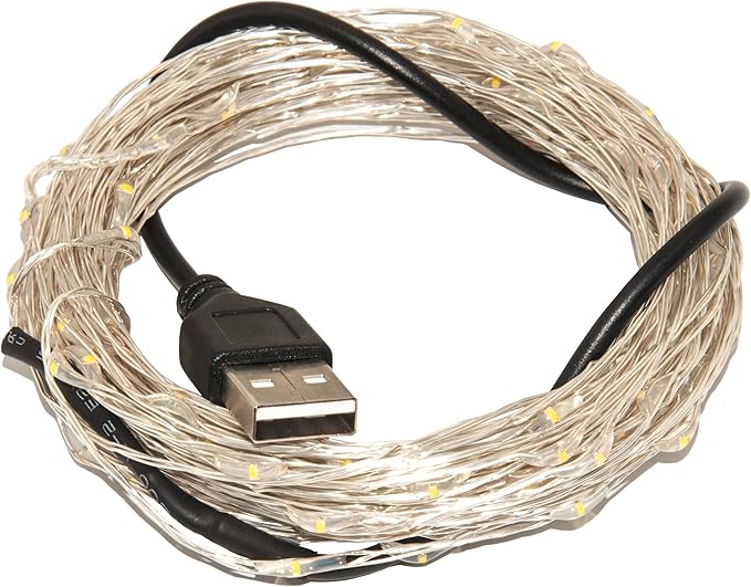Karlling USB Plug in LED Fairy Lights,2 Packs of 50 LED Bulbs 16 Ft Silver Wire Waterproof Starry String Lights for Bedroom Patio Garden Party Wedding Commercial Lighting (White)