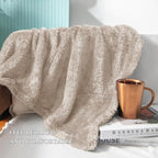 Exclusivo Mezcla Plush Fuzzy Fleece Bed Blanket Queen Size, Super Soft, Fluffy and Warm Blankets Suitable for All Seasons (Camel, 90x90 Inches)