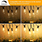 Brightever Outdoor String Lights, 25FT Patio Lights with 13 ST38 LED Edison Bulbs (1 Spare), Waterproof Connectable String Lights for Outside, Dimmable Hanging Light for Backyard Porch Decor, Black