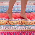 MAXYOYO Bohemian Retro Floor Mattress Vintage Floral Japanese Futon Mattress Roll Up Tatami Floor Mat Foldable Bed Portable Camping Mattress Sleeping Pad Floor Lounger Couch Bed Queen Size