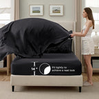 Bedsure California King Comforter Set Black - Bed in a Bag Cal King Bedding Set 7 Pieces, GentleSoft™ Pintuck Bed Set Gift for Family, Pinch Pleat Black Comforter with Sheets, Pillowcases & Shams
