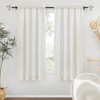 RYB HOME Linen Sheer Curtains 63 inch Length 2 Panels, Privacy Semi Sheer Curtains Light Glare Filtering Country Rustic Drapes for Farmhouse Bedroom, Living Room Decor, 52" W x 63" L, Linen
