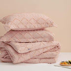 Bedsure Twin Comforter Set - Coral Pink Comforter, Boho Tufted Shabby Chic Bedding for Kids, 2 Pieces Vintage Farmhouse Bed Set for All Seasons, Fluffy Soft Bedding with 1 Pillow Sham