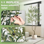Faux Olive Tree 7.55ft(90in) Tall Artificial Plant Indoor Decor Large Realistic Potted Fake Modern Greenery with Natural Wood Branches and Green Leaves for Home Living Room,Bedroom,Office Decor