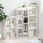 Furinno LUDER Book Shelf, 5-Tier Bookshelf, Bookcase, 9.4" x 15.8" x 52", for Living Room, Bedroom, Home Office, White