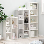 Furinno LUDER Book Shelf, 5-Cube Bookshelf, Reversible Bookcase, 9.4" x 19.5" x 31.5", for Living Room, Bedroom, Home Office, White