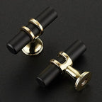 5 Pack Black&Gold Cabinet Knobs - Kitchen Cabinet Knobs Pulls for Kitchen Drawer Stainless Steel Dresser Hardware for Closet Hardware 2in Length Single Hole