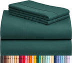 LuxClub 3 PC Sheet Bed Sheets Deep Pockets Wrinkle Free-Kids-Fitted Sheets Machine Washable Hotel Bedding Silky Soft - Emerald Twin XL