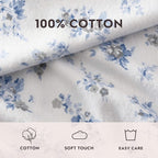Laura Ashley - Flannel Sheets Queen Size, Anti-Pilling & Wrinkle Resistant Cotton, Touchably Soft for All-Season Comfort - Bed Sheets with Matching Pillowcases & Fitted Sheet (Audrey Blue)