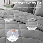 Love's cabin Twin XL Comforter Set Grey, 5 Pieces Twin XL Bed in a Bag, All Season Bedding Sets with 1 Comforter, 1 Flat Sheet, 1 Fitted Sheet, 1 Pillowcase and 1 Pillow Sham