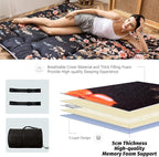 Black Floral Japanese Futon Floor Mattress, Bed Mattress Topper Portable Thick Sleeping Pad Floor Bed Roll Up Camping Mattress Folding Couch Bed Mattress Pad for Guest Room, Twin Size