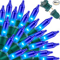 LAMPHOME Super-Bright Extendable Blue Christmas Lights Decoration 100Lights 19.6ft UL Certified Mini Bulb String Lights Set for Outdoor Christmas Tree Garden Holiday Party Patio Wedding Garland Decor