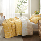 Bedsure King Comforter Set - Yellow Bed Set, 3 Pieces Cute Floral Bedding, 1 Soft Reversible Botanical Flowers Comforter and 2 Pillow Shams