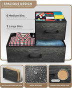 Sorbus Dresser with 8 Faux Wood Drawers - Chest Organizer Unit with Steel Frame Wood Top & Handle Easy Pull Fabric Bins for Clothes - Wide Storage Furniture for Bedroom Hallway, Living Room & Closet