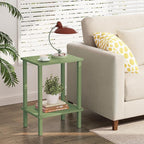 TUTOTAK End Table, Set of 2, Side Table, Nightstand, 2-Tier Storage Shelf, Sofa Table for Small Space, Living Room, Bed Room, Olive Green TB01BOG035