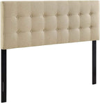Modway Emily Tufted Button Linen Fabric Upholstered King Headboard in Beige
