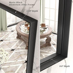 28x32 Inch Black Rectangle Bathroom Mirror, Matte Black Framed Vanity Mirror for Wall, Square Corner, Anti-Rust, Hangs Horizontally or Vertically