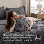 Bedsure King Size Comforter Set Dark Grey - Bed in a Bag Bedding Set 7 Pieces, GentleSoft™ Pintuck Bed Set Gift for Family, Pinch Pleat Dark Grey Comforter with Sheets, Pillowcases & Shams