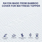 Subrtex 3 Inch Mattress Topper Cover (Only Cover) Mattress Topper Protector Bedding Rayon Made from Bamboo Removable Mattress Encasement with Zippers, Twin XL