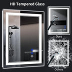 32"x30" LED Bathroom Mirror with Anti-Fog, Stepless Dimmable Lights, 3 Color Modes, Shatter-Proof Tempered Glass, Memory Function & Waterproof Design