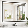 TETOTE 48x36 LED Bathroom Mirror with Lights Black Frame Frontlit & Backlit Lighted Vanity Mirror Baroque Gothic Anti Fog Dimmable White/Warm/Natural,CRI90+,Waterproof,(Horizontal/Vertical)