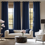 NICETOWN Navy Blue Blackout Draperies Heat Insulated Curtain 95 inch - Extra Long Thermal Insulated Shades for Bedroom, Living Room, Yard, Laundry, Pantry, Garage - 1 Pair, W52 x L95